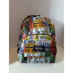 Hard Rock Café World License Plate Print Backpack